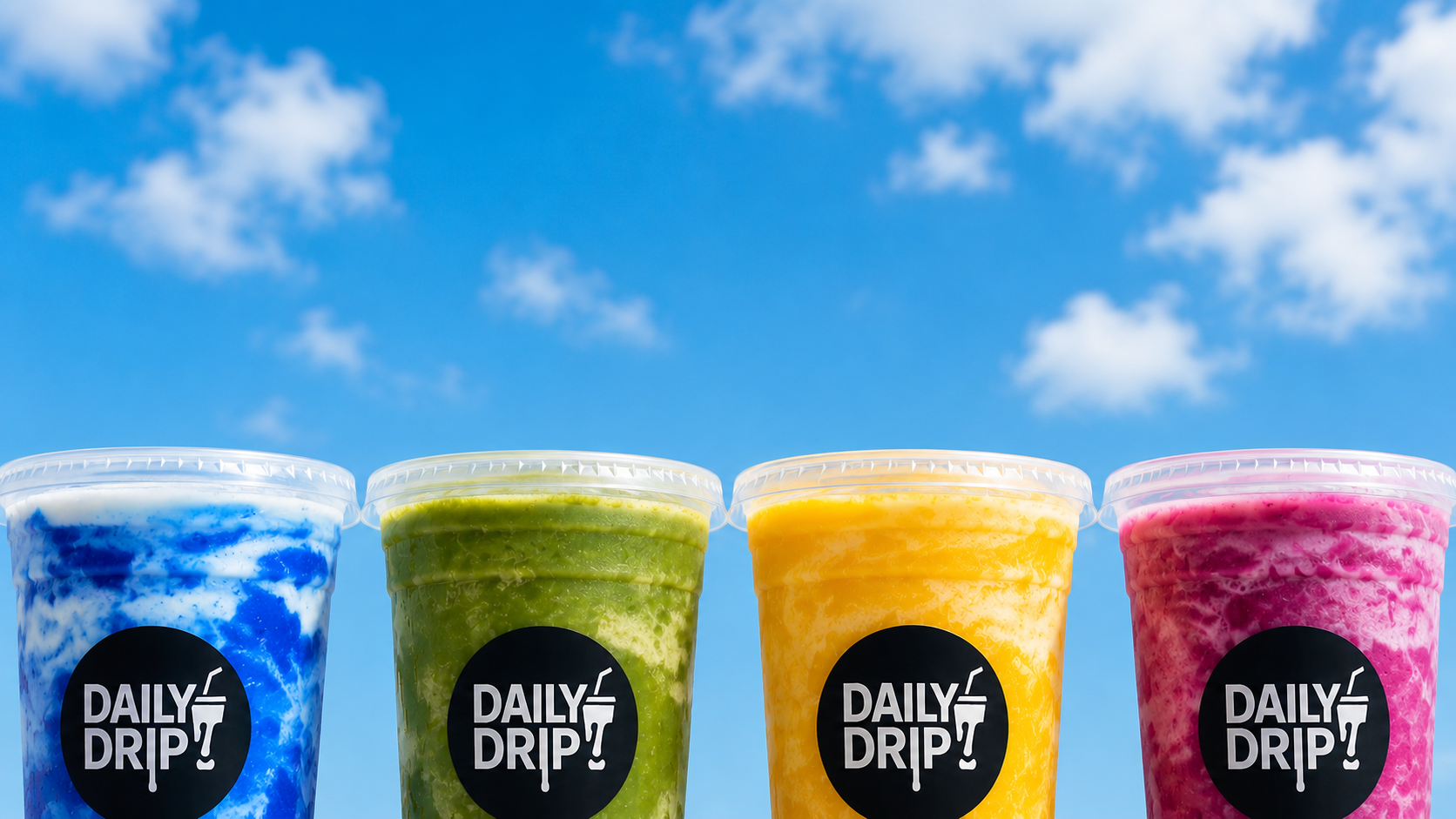 A colourful spread of juices and smoothies